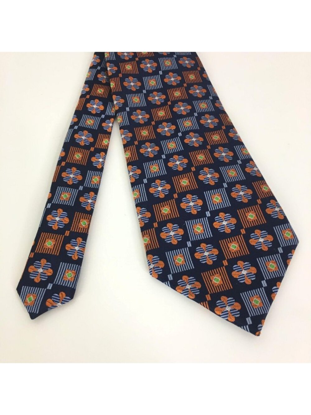 Steve Harvey Geometric‎ Necktie Mens Blue Orange Silk Colorful Career Casual